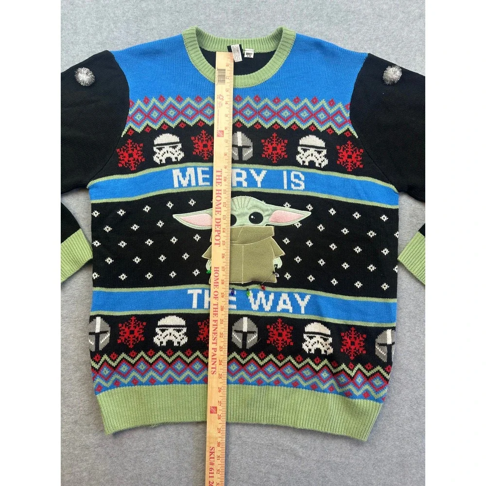 Star Wars Grogu Baby Yoda Ugly Christmas Sweater Merry Is The Way Adult S/M
